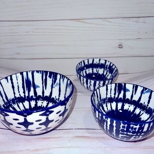 West Elm Indigo Tie Dye Bowl Set of 3